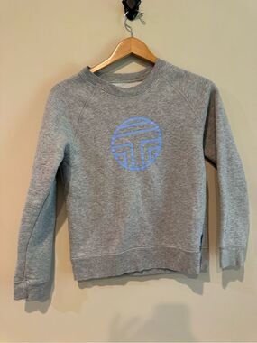 Tory Sport Gray Crewneck Sweatshirt with Light Blue Logo